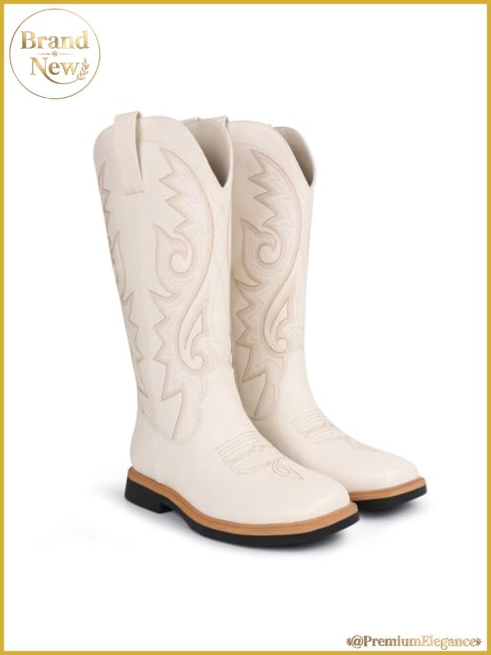 Hawkwell Cowgirl Boots Square Toe Side Zipper Embroidered Western Mid Calf Faux - Picture 4 of 6